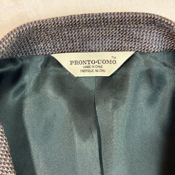 Pronto Uomo Men's 44 Long Brown Suit Silk & Wool Business Blazer Coat Jacket - Picture 3 of 16